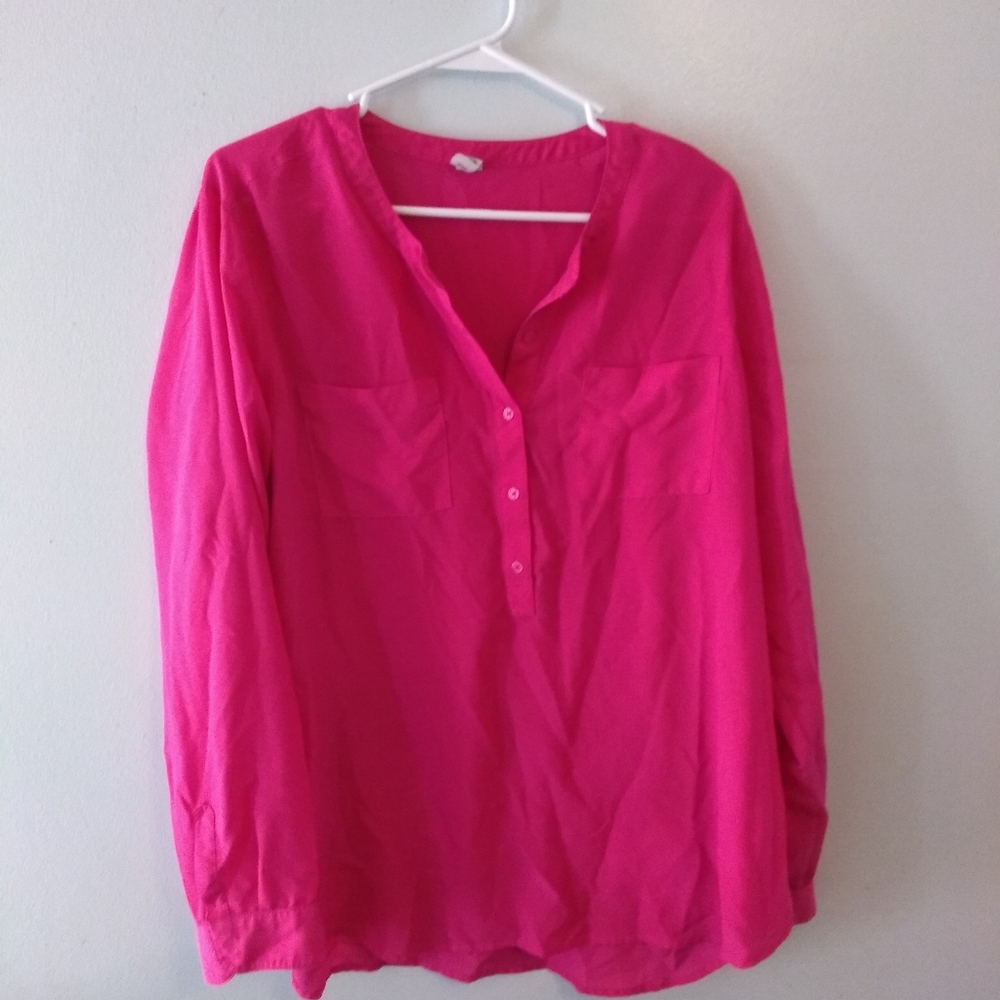 Hot pink semi sheer blouse